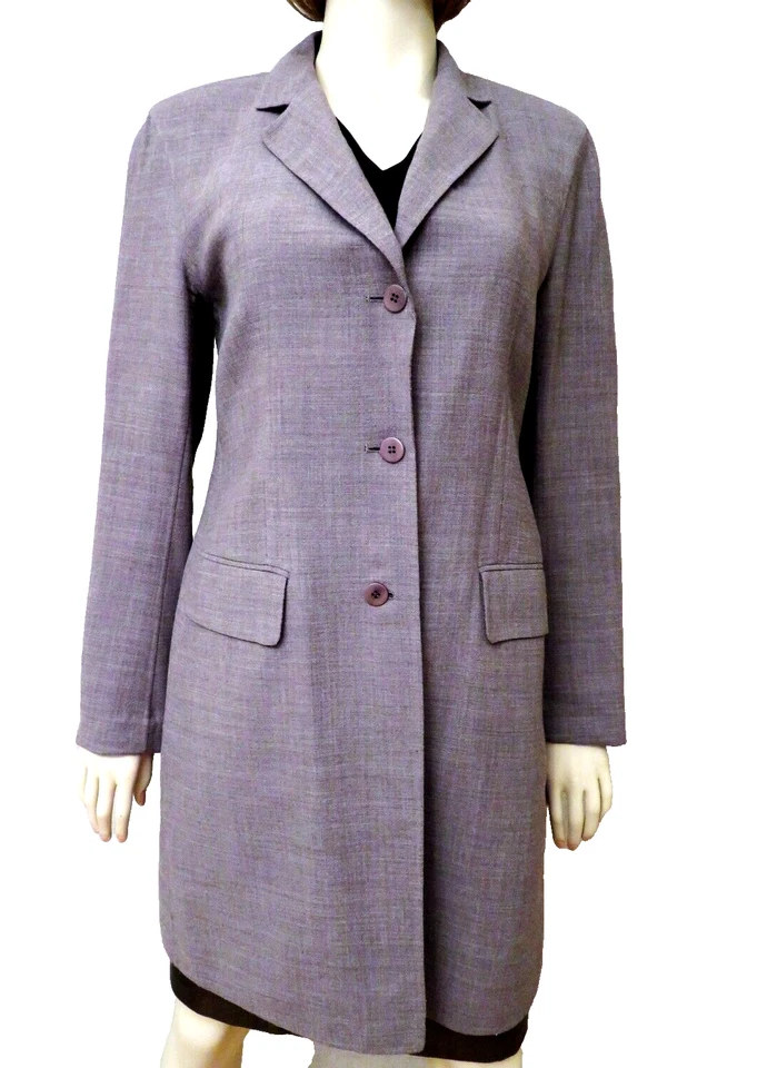 Abrigo largo de lana beige claro sin forrado Donna Karan para mujer talla 8 M Foto 2 de 4