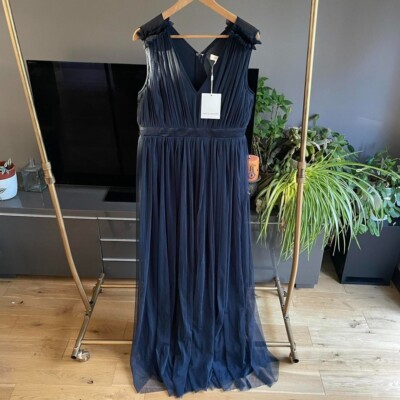 maya bridesmaid dress navy Maya Navy Embellished Strappy Maxi Dress – Maya Deluxe main image 0