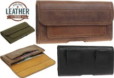 PREMIUM HAND SEWN OF GENUINE LEATHER WAIST POUCH CASE COVER FOR MOBILE PHONES