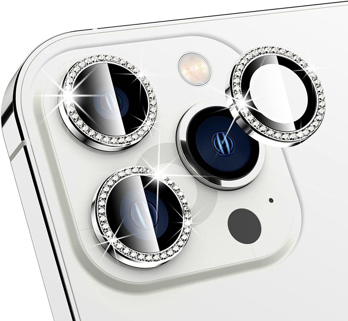 Xfilm Proteggi Fotocamera Con Strass Per IPhone 14 Pro E 14 Pro Max. Anello In Metallo E Vetro 9H, Antigraffio. Accessorio Glitterato E Protettivo, Compatibile Con Custodie. - 3