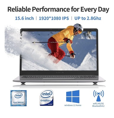 Powerful 15.6  Laptop: Intel Celeron, 4GB RAM, 128GB SSD, Windows 11, Full HD