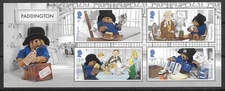 UK 2023 Paddington Bear Mini Sheet of 4 Stamps Mint Unhinged