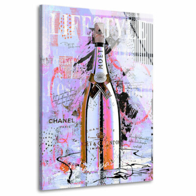 ACRYLGLAS WAND BILD LIFESTYLE CHAMPAGNER POP ART MOTIVATION KUNST BILDER COLOR