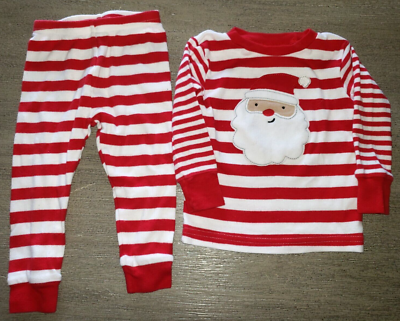 CARTERS CHRISTMAS PAJAMAS size 12 month baby red white boy SANTA