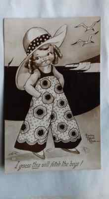 Vintage Postkarte, Cartoon, Fetching the Boys, Cosmic, Worthing, 1935, Enfield, verschickt