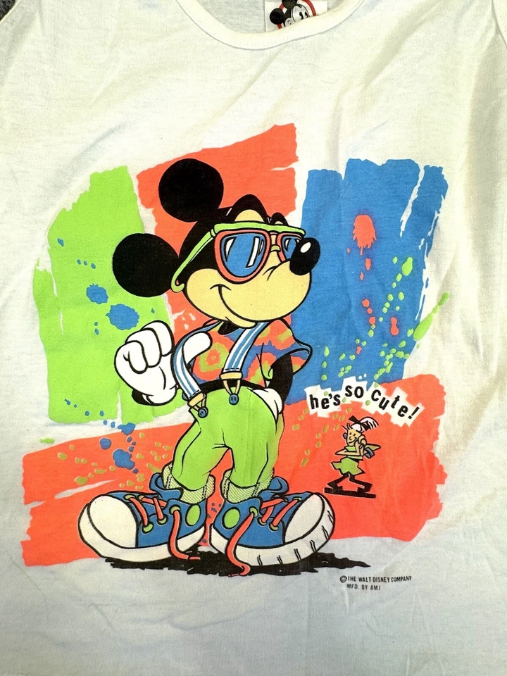 复古迪士尼 Mickey He's So Cute S 背心上衣美国制造 — 第 2/4 张图片