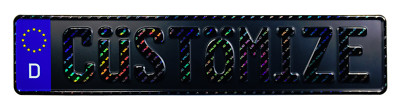 Custom Black European German License Plate with VALID Hologram 