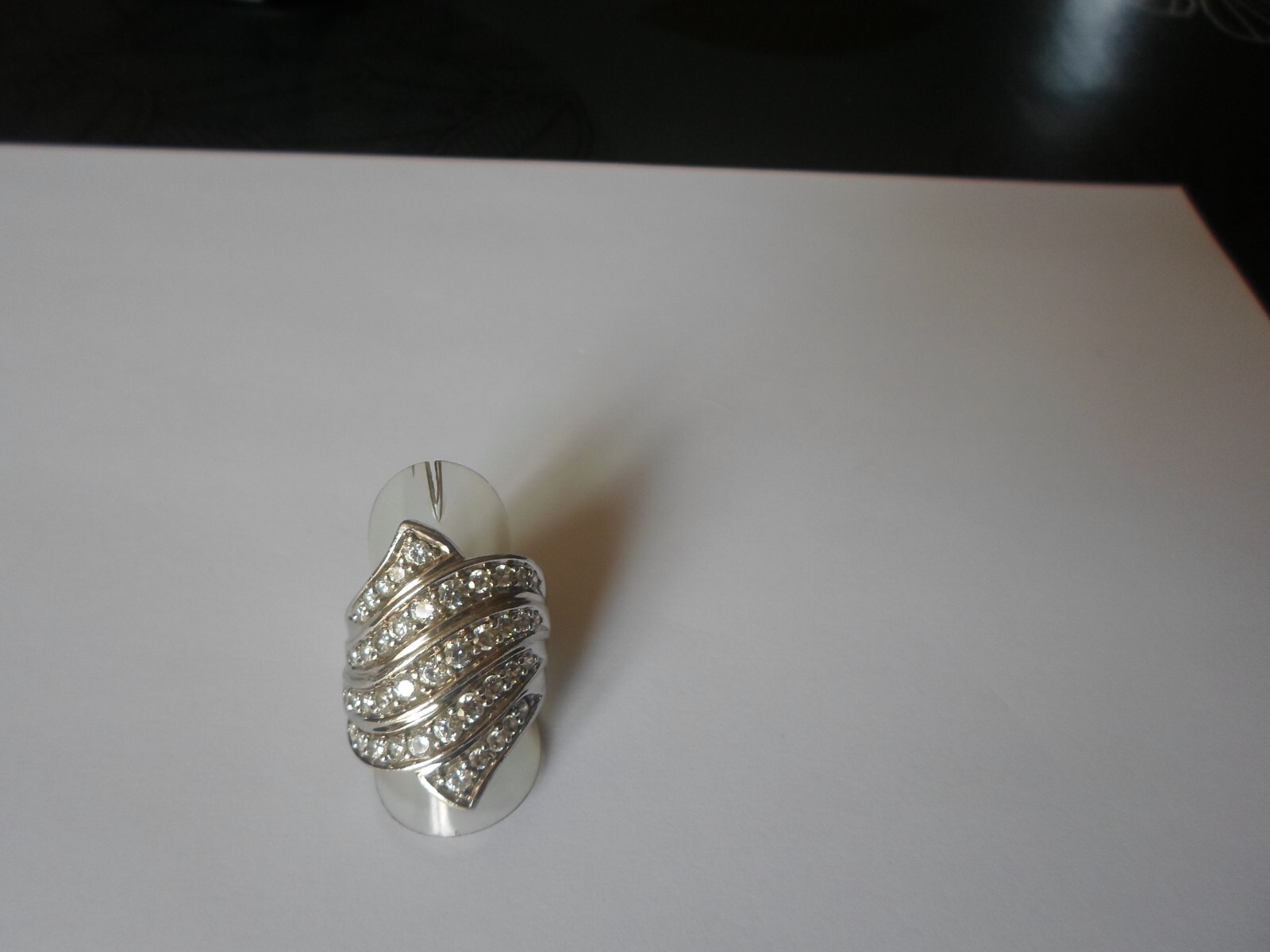 large solid silver ring, zirconium pavement, size… - image 8