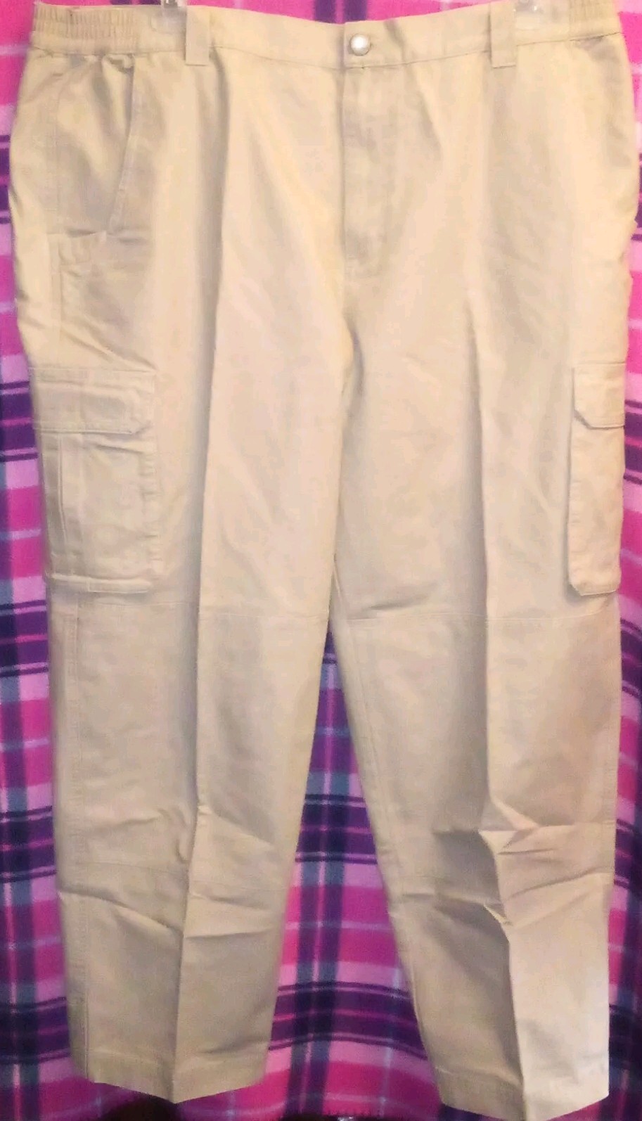 CABELA'S Trail Hiker Cargo Pants Mens 42/30 Khaki Canvas Rugged Relaxed Straight