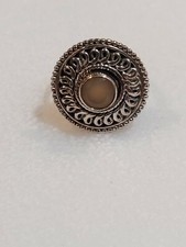 Natural Faceted Chalcedony 925 Sterling Round Ring, Sz 6.75