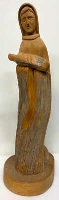 Original Hand Carved MADONNA & CHILD Wooden Statue Mark Anderson Taos 20'' Tall
