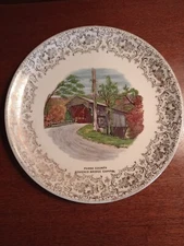Vtg Indiana State Plate 9" Ebrink ~ Covered Bridge Capitol Parke County