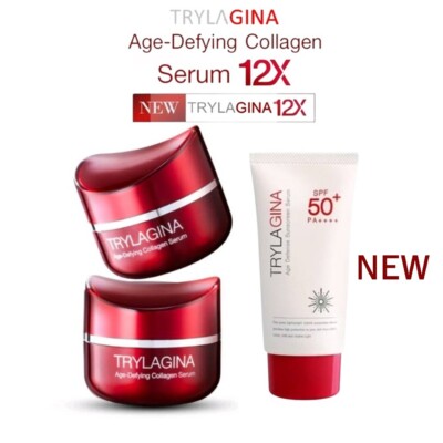 2X TRYLAGINA Age-Defying Collagen Serum 12X+1X Age Defense Sunscreen Serum SPF50