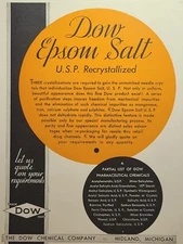 Dow Epsom Salt Midland MI Pharaceutical Chemicals List Vintage Print Ad 1931