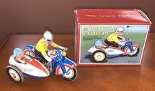 Schylling Collector Series MOTORCYCLE & SIDECAR Tin Wind Up~Excellent