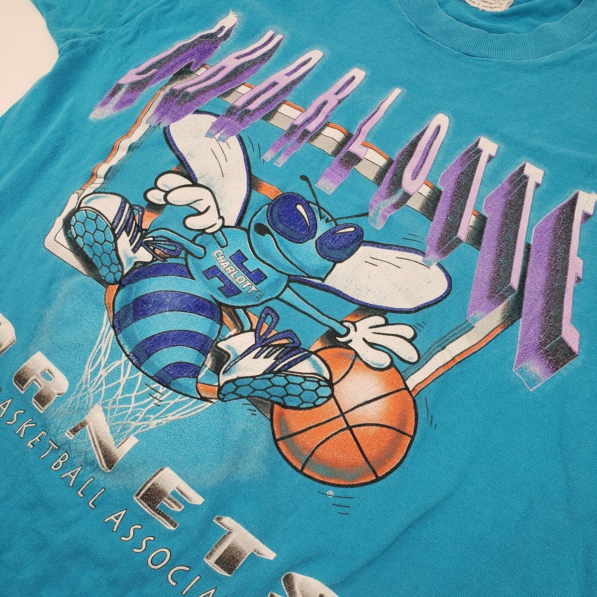 90's Majic johnson T's シャーロット　ホーネッツ　tシャツ Vintage 90s Magic Johnson T's Charlotte Hornets Hugo Shirt Single
