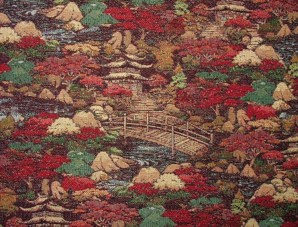 Cortina De Tapiz Oriental Puente Japonés Para Tapicería Y Cojines - Imagen 1 de 4