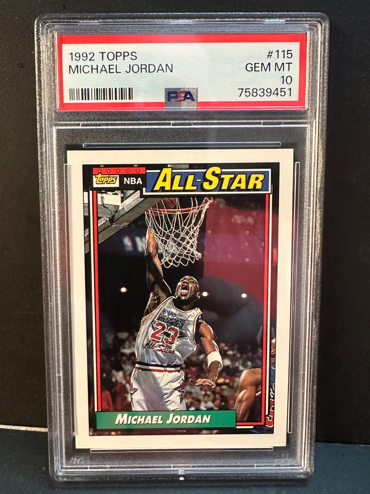 Michael Jordan 1992-93 Topps All-Star Card #115 PSA 10 GEM MINT Bulls Goat HOF view 3