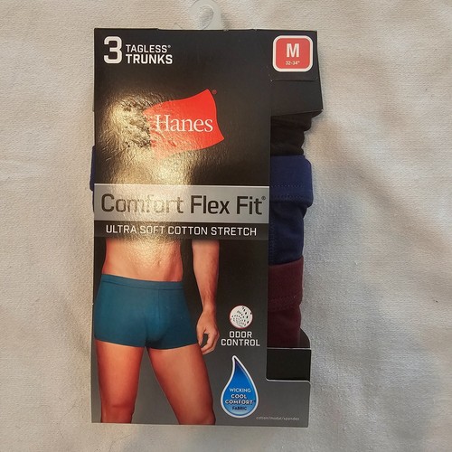 HANES Men's COMFORT FLEX FIT 3 Tagless Trunks M 32"34" Wicking Cool