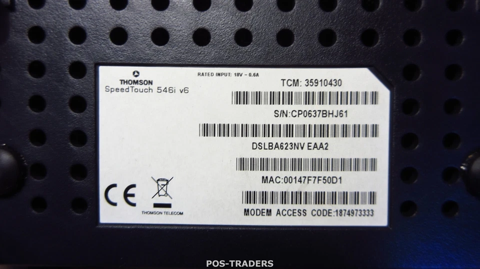 Thomson 546i V6 Speedtouch 10/100 Router 4-ports adsl2+ Gateway INCLUDING PSU - Bild 3 von 3