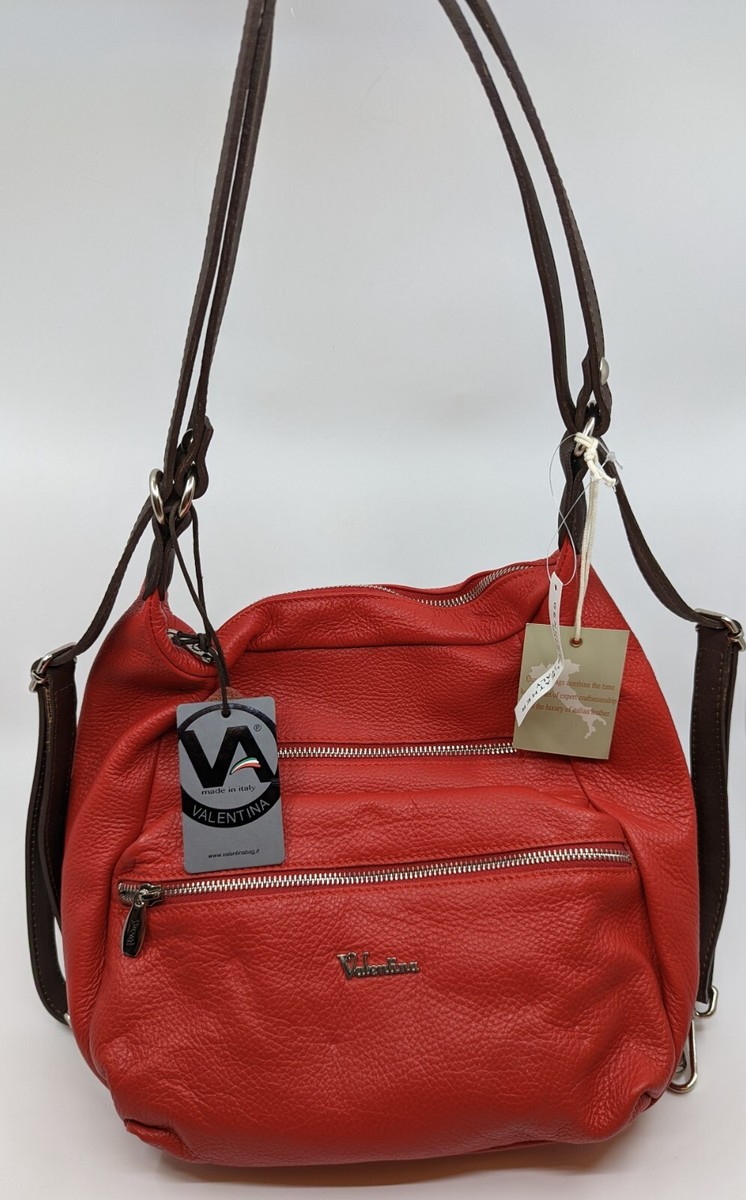 NWT Valentina Red Pebbled Leather Convertible Shoulder  display picture 3