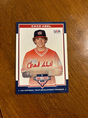 Chad Abel 2017 USA Baseball Stars Stripes 14 U Red Ink Auto #1 Phillies /10