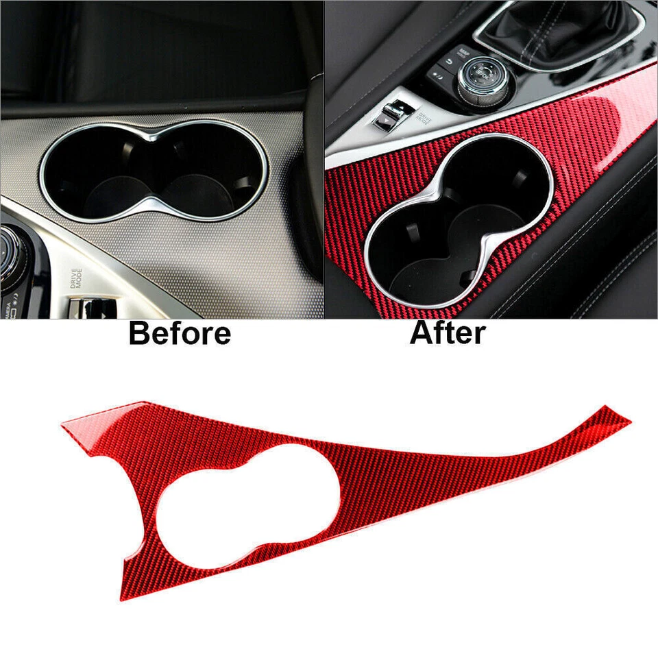 Kit completo cubierta interior fibra de carbono rojo 8 piezas para Infiniti Q50 Q60 2014-19 Foto 4 de 4