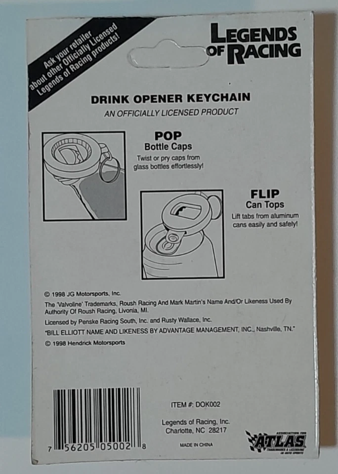 1998 Vintage Legends of Racing Terry Labonte 5 Bottle Opener Keychain Nascar - Image 2 of 2