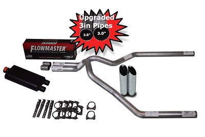 Dodge Ram 1500 94-03 2.5 Dual Exhaust Kits Flowmaster Flow FX Slash Tip Side