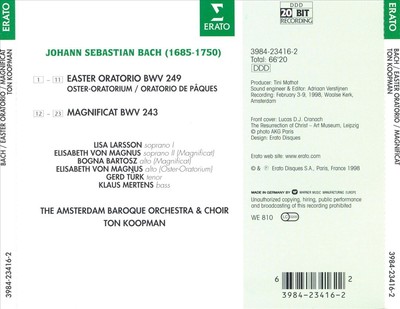 BACH: EASTER ORATORIO / MAGNIFICAT NEW CD