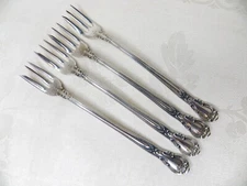 GORHAM CHANTILLY STERLING SILVER 4 COCKTAIL FORKS 5 1/2", NO MONOGRAMS