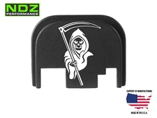 NDZ Glock 17 19 Gen 1-4 Slide Cover Back Plate Aluminum - Grim Reaper 4