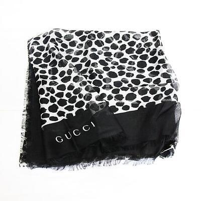Gucci Scarf Leopard Animal Black White Length 135cm Silk Gucci Scarf Leopard Animal Black White Length 135cm Silk