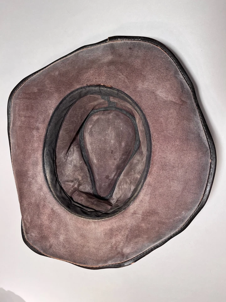 Raro sombrero de vaquero antiguo de cuero americano occidental para hombre, 58 cm MD/LG • alrededor de 1900 Foto 4 de 4