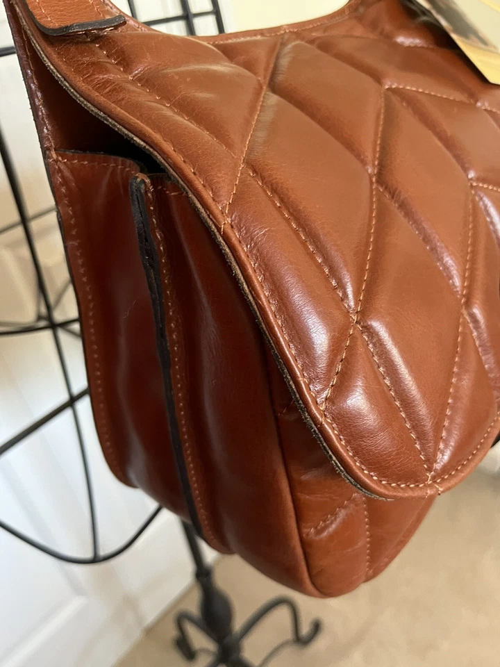 全新带标签 PATRICIA NASH 意大利鞣制全粒面皮革马鞍斜挎包 270 美元 — 第 4/4 张图片