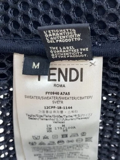 FENDI Mesh switching Logo posteriore Felpa con cappuccio e zip M Cotone BLK 