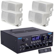 Pyle PDA99BU 2-Channel HDMI/SD/MP3 Home Receiver, 4x 3.5'' 200W Mini Box Speaker