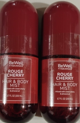2x BeWell By Naturewell Rouge Cherry Hair & Body Mist Cherry & Almond Oil 6.7oz