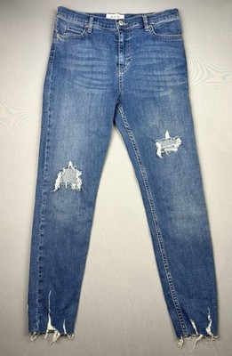 We The Free Women s 30 Distressed Ankle Medium Wash Frayed Denim Blue Jeans