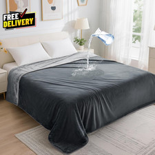 Waterproof Bed Blanket Twin Size Reversible Flannel Throw 60 x 80  