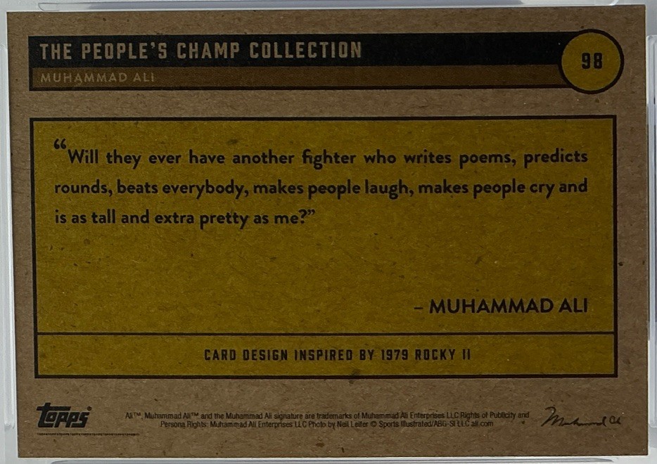 Muhammad Ali PSA 10 - 2021 Topps Tribute ‘The People's Champ’ -Legendary Quotes view 8