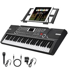 Portable 61-Key Digital Keyboard Piano for Beginners with Speakers Microphone