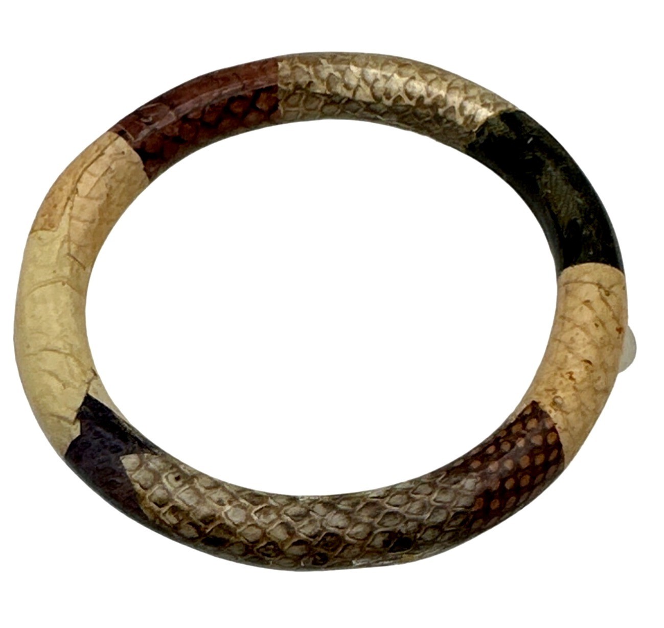 Vintage Patchwork Snakeskin Bangle Bracelet Lucit… - image 5