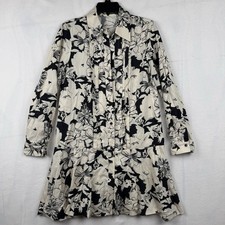 Zara Women’s Floral Dress Collared Drawstring Waist Ruffle Hemline Size Medium