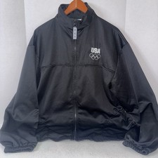 US Olympic Committee Men’s Jacket Zip Up Made In USA Size XL Black Logo Team
