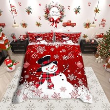Snowman Duvet Cover Set Size, Snowflake Balloon Xmas Decor Full Xmas 26