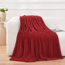 Red Fleece Throw Blanket 50" 60",Super Soft Flannel Plush Cozy Blanket with S...