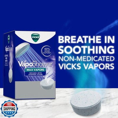Vicks VapoShower Max Tablets, Non-Medicated Eucalyptus Shower Steamer Tablets...