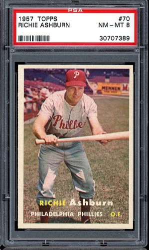 1957 Topps Baseball #70 Richie Ashburn PSA 8