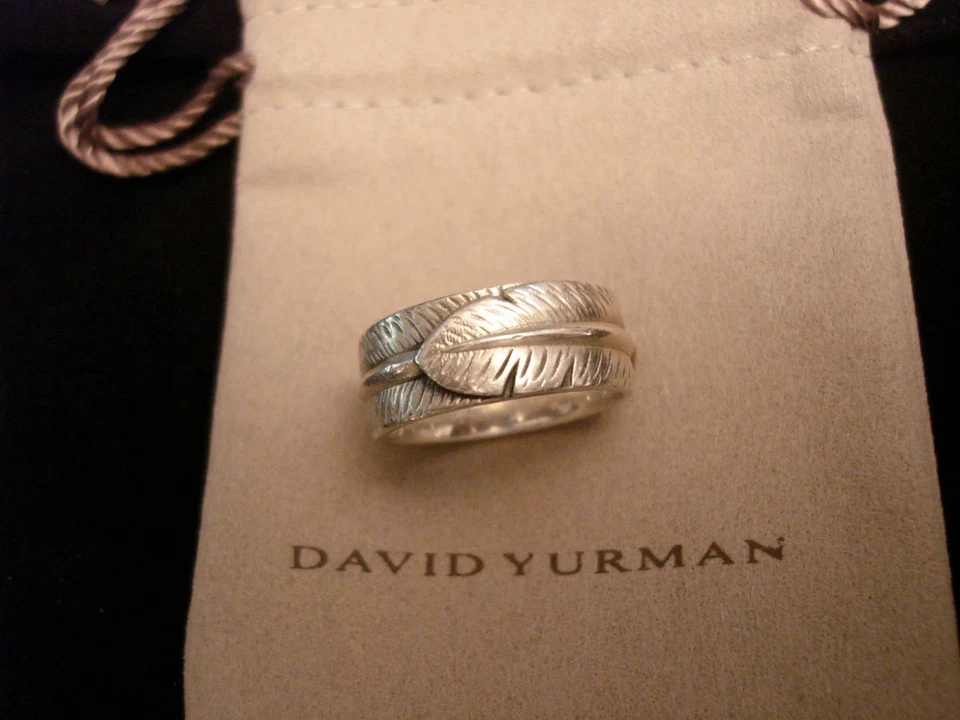 David Yurman 925 Sterling Silver Southwest Feather 8.5mm Ring Size 9 - Image 2 of 4